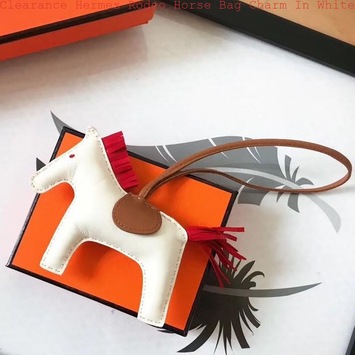 Clearance Hermes Rodeo Horse Bag Charm In White/Camarel/Red Leather ...